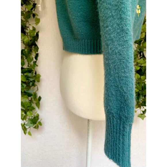 Witty Fox Blue and yellow Floral Button Up Cropped Sweater Cardigan Women’s XS - Picture 6 of 9